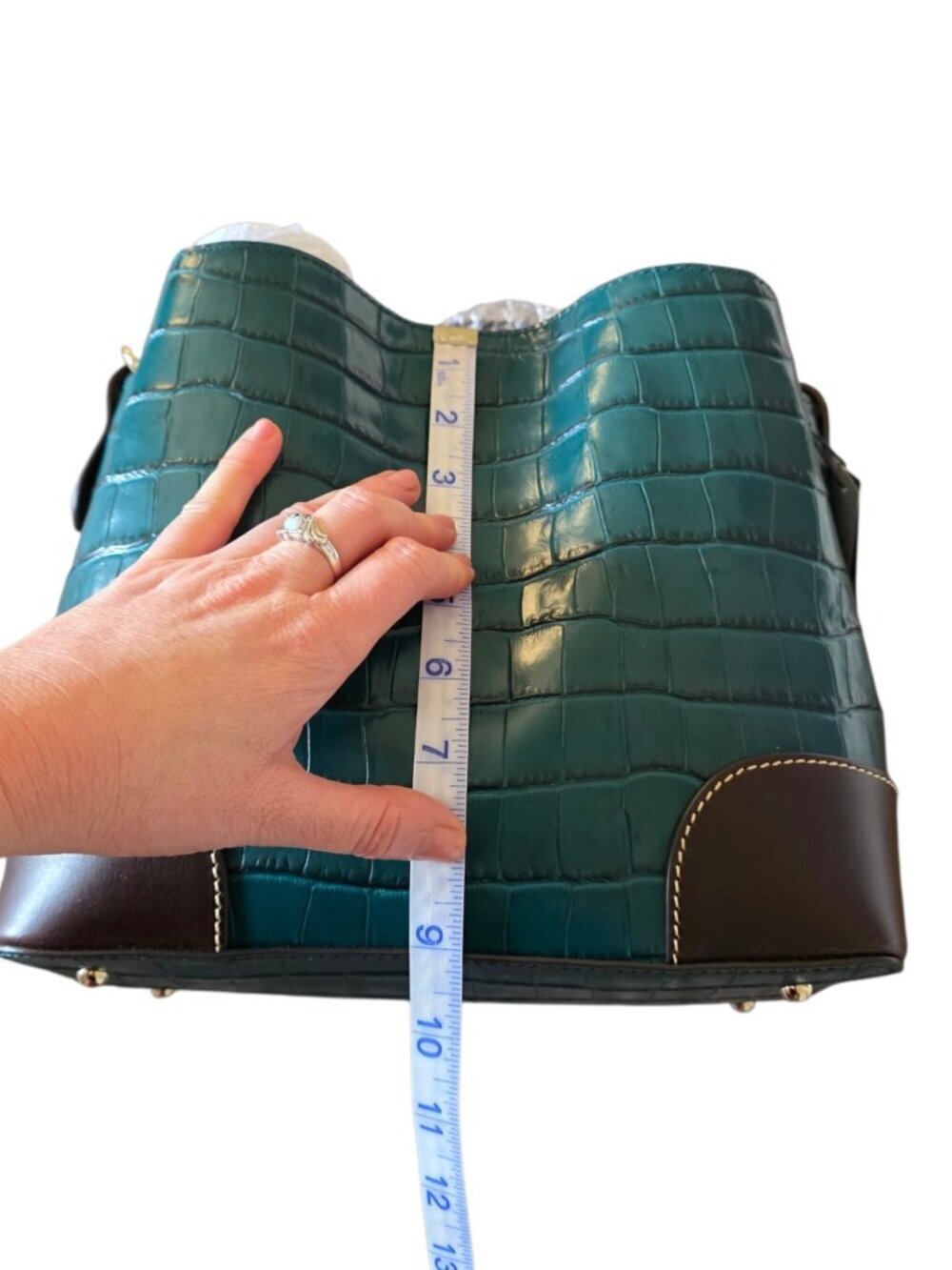 Dooney & Bourke Oakdale Brenna Croc Embossed Leather Bag Deep Teal NWT Rare - Picture 15 of 16